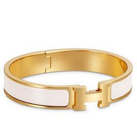 Hermes White Enamel Clic H PM Bracelet Top Replica HMSQ86R36E6