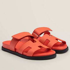 Hermes Women's Chypre Sandals In Orange Epsom Calfskin Top Replica HMSWXMGA25F