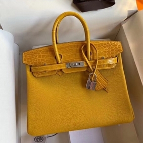 Hermes Yellow Touch Birkin 30cm Bag Shiny Niloticus Crocodile Skin 1:1 Replica HMS28P4LBO3