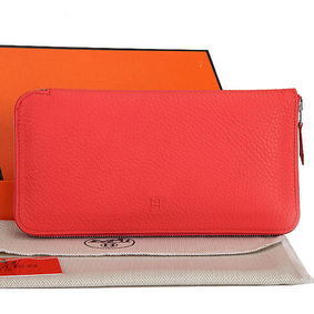 Cheap Hermes Zipper Wallet Original Leather A309 Light Red HMSWU089667