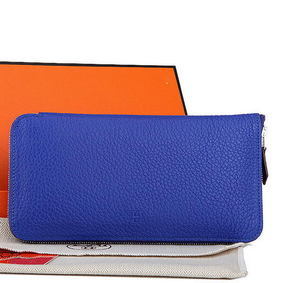 Hermes Zipper Wallet Original Leather A309 RoyalBlue Replica HMS9930QU38