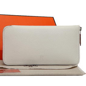 Imitation Hermes Zipper Wallet Original Leather A309 White HMSR4XIQC8R