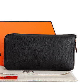 Hermes Zipper Wallet Original Saffiano Leather A309 Black 1:1 Replica HMSMCMH6HBE