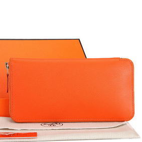 High Quality Hermes Zipper Wallet Original Saffiano Leather A309 Orange HMSJG4R388A