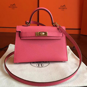 Hermes Kelly Mini II Handmade Bag In Rose Lipstick Epsom Leather Replica HMSH8O99Y6H