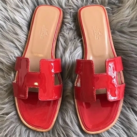 Hermes Oran Sandals In Red Patent Leather 1:1 Replica HMS5X935IG5