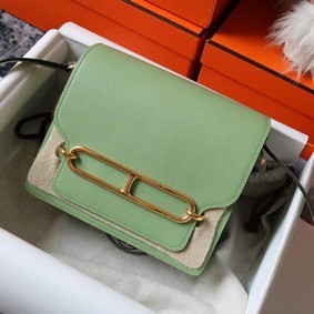 Knockoff Hermes Roulis 19cm Evercolor 9D H9003 light green&Gold HMS2SHLMN4P