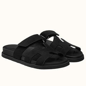 AAA Hermes Women's Chypre Sandals In Black Suede Calfskin HMSA4LKHOGU