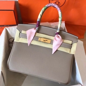 Hermes Birkin 30 Handmade Bag In Grey Clemence Leather 1:1 Replica HMS9W4X32J7
