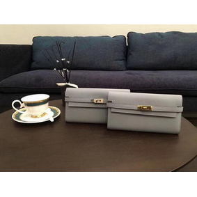 Hermes Kelly Epsom Leather Wallet H4086 Light Grey Replica HMS1OEXP1EN