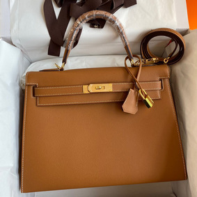 Imitation Hermes Kelly Sellier 32 Handmade Bag In Gold Epsom Calfskin HMS8EXHT402