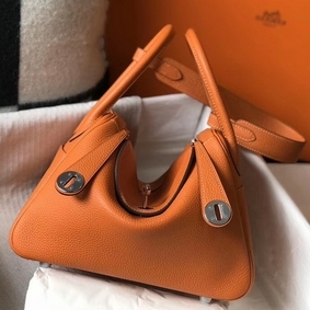 Cheap Hermes Lindy 26cm Bag In Orange Clemence Leather PHW HMSOZZ86J1E