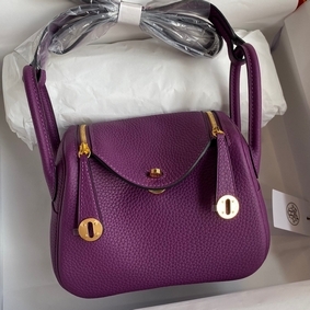 Hermes Mini Lindy Handmade Bag In Anemone Clemence Leather Top Replica HMS9L69Z62J