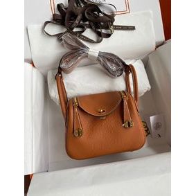Hermes mini Lindy Original Togo Leather Bag OLD19 brown Top Replica HMS1P67AE08