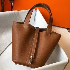 1:1 Replica Hermes Picotin Lock 18 Bag In Gold Clemence Leather HMSXCV56HPT