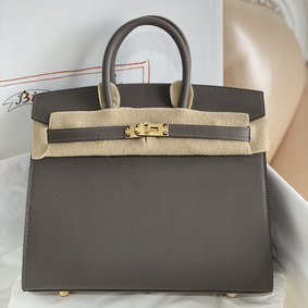 Hermes Birkin 25 Sellier Handmade Bag In Etain Epsom Calfskin 1:1 Replica HMS3NW01O09