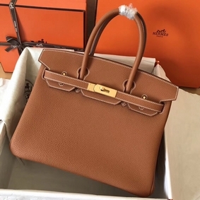 Hermes Birkin 30 Handmade Bag In Gold Clemence Leather Replica HMSPG4P63MO