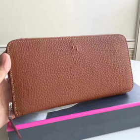 Hermes Brown Clemence Azap Zipped Wallet Replica HMS8V4OOW69