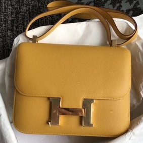 Copy Hermes Constance 18 Handmade Bag In Jaune Epsom Leather HMSFW286Z5A