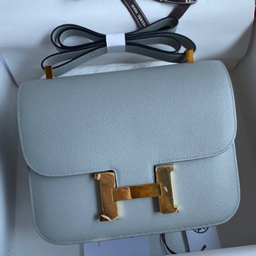 Knockoff Hermes Constance 24 Handmade Bag In Blue Lin Epsom Calfskin HMSWY6R2H28