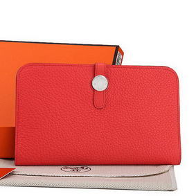 Hermes Dogon Combined Wallet A508 Light Red Replica HMS4634Y23U