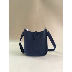 Hermes Evelyne original togo leather mini Shoulder Bag H15698 dark blue Replica HMS7KI63443