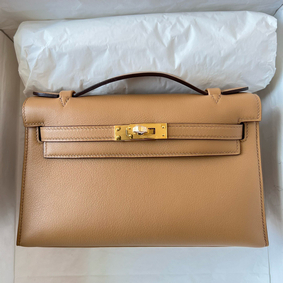 Imitation Hermes Kelly Pochette Handmade Bag In Chai Swift Calfskin HMS1AU71UA0
