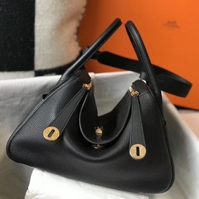 Hermes Lindy 30cm Bag In Black Clemence Leather GHW Replica HMS5LFSL413