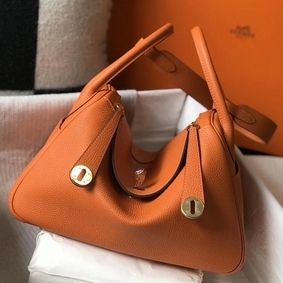 Fake Hermes Lindy 30cm Bag In Orange Clemence Leather GHW HMSKDI7YN82