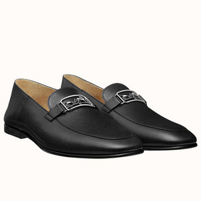 Hermes Men's Tenor Loafers In Black Calfskin Replica HMSFW4Y07G4