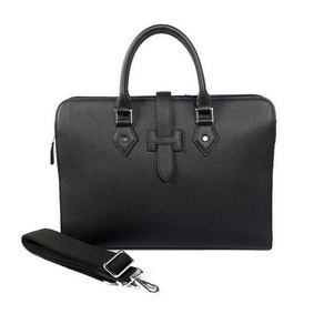Copy Hermes Mens Briefcase Calf Leather 3309 Black HMSBK9H6052