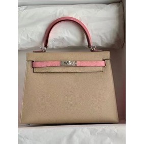 1:1 Replica Hermes Original Epsom Leather KEL2578 light grey&pink HMSGGEY70AT