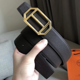 First-class Quality Hermes Pad Reversible Belt In Cafe Clemence Leather HMS3M0779S9