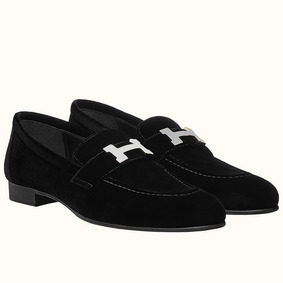 Imitation Hermes Paris Loafers In Black Velvet HMS0MD1Y4OP