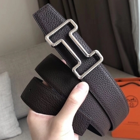 Hermes Tonight 38MM Reversible Belt In Cafe Clemence Leather HMSI53UARFK