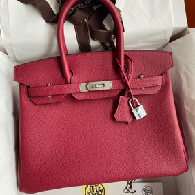 Hermes Birkin 30 Retourne Handmade Bag In Rouge Grenat Clemence Leather 1:1 Replica HMSKPXJ9SX3