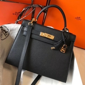 High Quality Hermes Kelly 28cm Bag In Black Epsom Leather GHW HMS9OP7K656