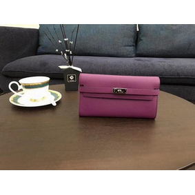 Replica Hermes Kelly Epsom Leather Wallet H4086 Rose HMSE111LP9U