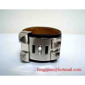 AAA Beautiful HERMES COLLIER DE CHIEN BRACELET BLACK WITH SILVER HMS5PXHVRY8