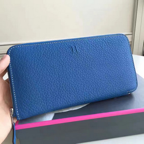 Hermes Blue Clemence Azap Zipped Wallet Replica HMSY3RXB50Y