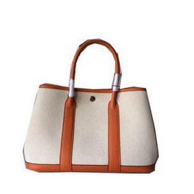 Hermes Garden Party 30CM Bag Canvas Leather H11S Orange 1:1 Replica HMSXS9D1VC4