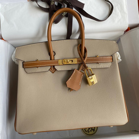 Imitation Hermes HSS Birkin 25 Bicolor Bag in Trench and Gold Epsom Calfskin HMSXN6Q2ECR
