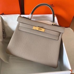 1:1 Replica Hermes original Togo leather kelly bag KL320 grey HMS8V6LZ9DB