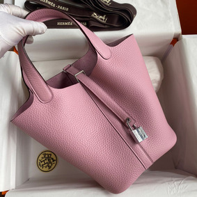 Hermes Picotin Lock 18 Handmade Bag in Mauve Sylvestre Clemence Leather Replica HMS70FSO89C