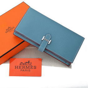 Hermes Bearn Japonaise Bi-Fold Wallet Original Leather A208 SkyBlue 1:1 Replica HMS0J2X23UG