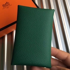 Hermes Calvi Card Holder In Green Epsom Leather Top Replica HMSBY6Q7T28