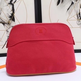 Replica Hermes Medium Bolide Travel Case In Red Cotton HMSS0EWFC54