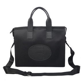 Hermes Mens Briefcase Canvas & Leather H1705D Black HMSQMADV3KS