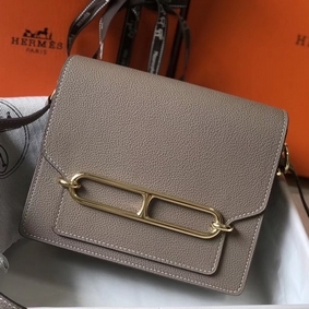 Hermes Mini Sac Roulis 18cm Bag In Grey Evercolor Calfskin 1:1 Replica HMSWG4ZFBV8