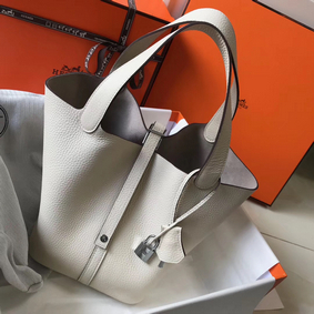 Fake Hermes Picotin Lock 18 Bag In Beton Clemence Leather HMSU8C451BQ